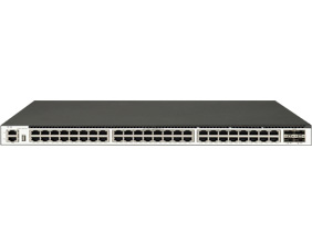 48 個 1GE Base-T 端口，4 個 10GE SFP+端口，三層以太網(wǎng)交換機